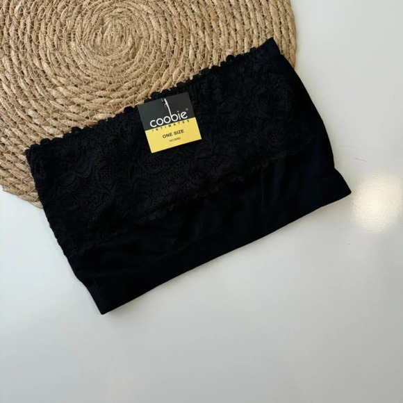 Coobie Women’s Floral Lace Strapless Bandeau Bra in Black One Size - Picture 2 of 7